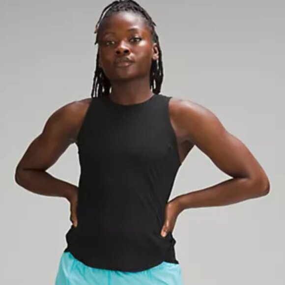 Fold-Over Running Tank Top Color: Black Size: 4 - Picture 1 of 3